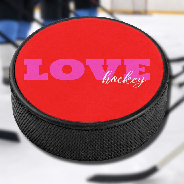 Disco De Hockey Amor rosado ( añade tu texto) Regalo Neon Red Vale (Subido por el creador)