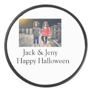 Disco De Hockey añadir nombre de texto de foto niños de Halloween