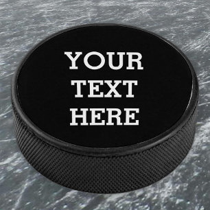 Disco De Hockey Añadir su propio texto Personalizado aquí negro y 
