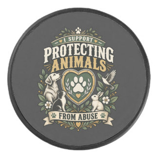 Disco De Hockey Apoyo la Protección de los Animales del Abuso Pata