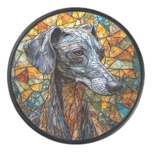 Disco De Hockey Arte de vidrio emplomado de perro galgo italiano