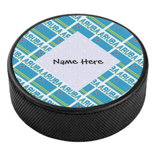 Disco De Hockey Aruba Bandera Arubana Tiled Negra Personalizada 