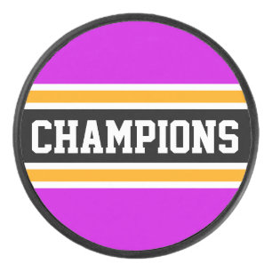 Disco De Hockey Audaces CHAMPIONS Fun Athletic Pink Black Stripes