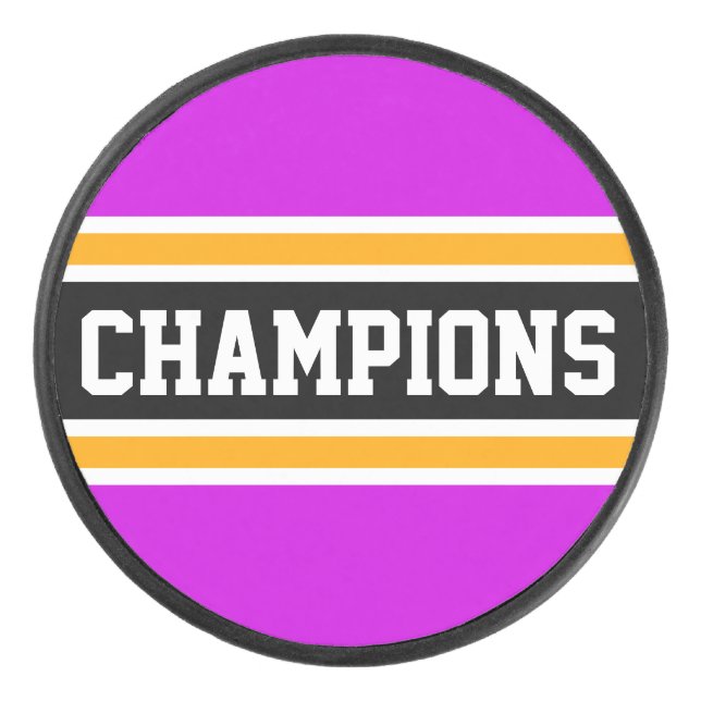 Disco De Hockey Audaces CHAMPIONS Fun Athletic Pink Black Stripes (Anverso)