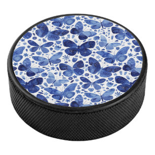 Disco De Hockey Azul de agua de mariposas