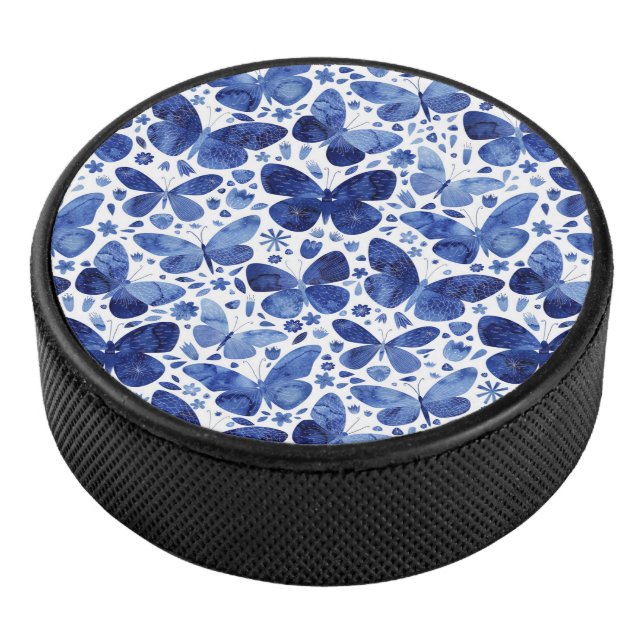 Disco De Hockey Azul de agua de mariposas (3/4)