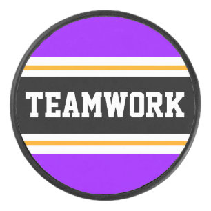 Disco De Hockey Bandas de Carreras de TEAMWORK negro oscuro y bril