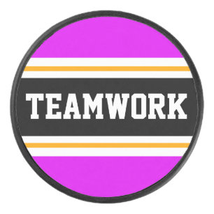 Disco De Hockey Bandas de Carreras de TEAMWORK negro rosa brillant