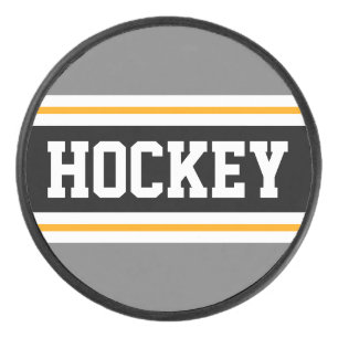 Disco De Hockey Bandas de Carreras Sporty Bold Gray Black HOCKEY