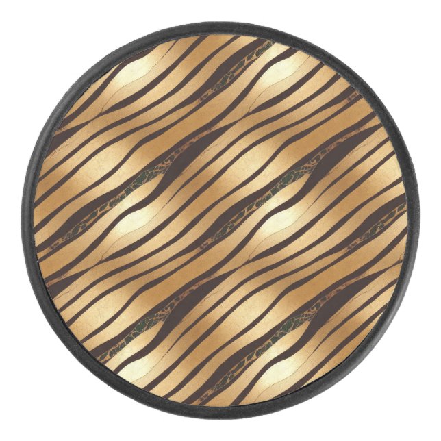 Disco De Hockey Bandas de impresión de animales de leopardo marrón (Anverso)