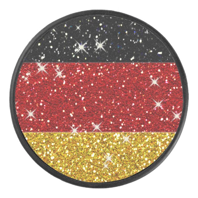 Disco De Hockey Bandera de Alemania Purpurinas con espárragos (Anverso)