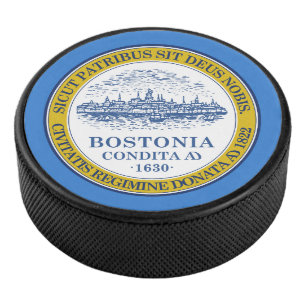 Disco De Hockey Bandera de Boston, polla de hockey de Massachusett