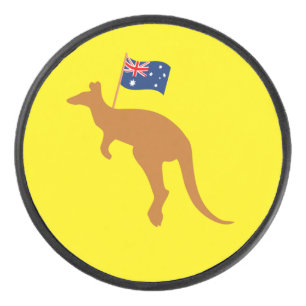 Disco De Hockey bandera de kangaroo australia amarilla