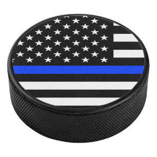 Disco De Hockey Bandera de la policía delgada de la línea azul