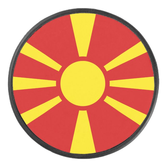 Disco De Hockey Bandera de Macedonia del Norte (Anverso)