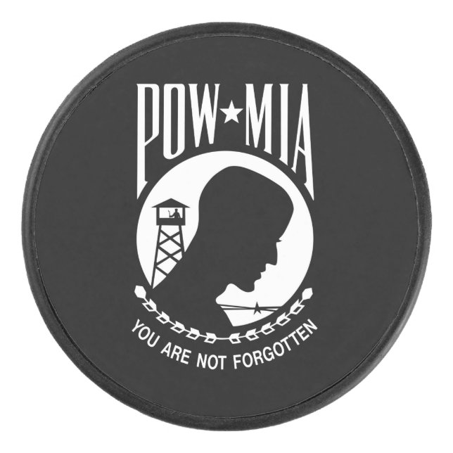 Disco De Hockey Bandera del POW MIA: Soldados desaparecidos en la  (Anverso)