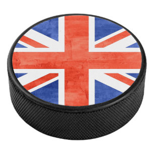 Disco De Hockey Bandera del Reino Unido Grunge
