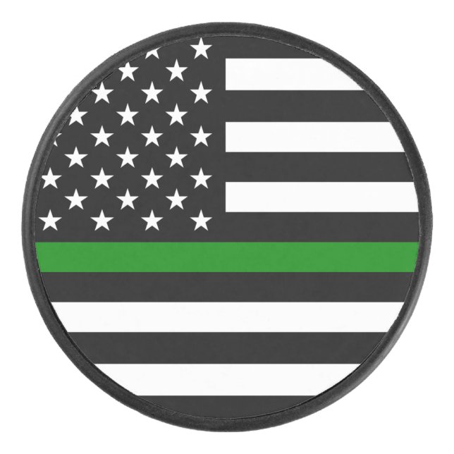 Disco De Hockey Bandera delgada de la Línea Verde: Veteranos milit (Anverso)