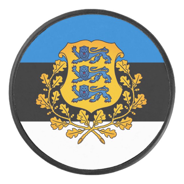 Disco De Hockey Bandera/ escudo de armas de Estonia (Anverso)