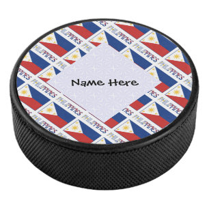 Disco De Hockey Bandera Filipina de Filipinas Personalizada con Ba