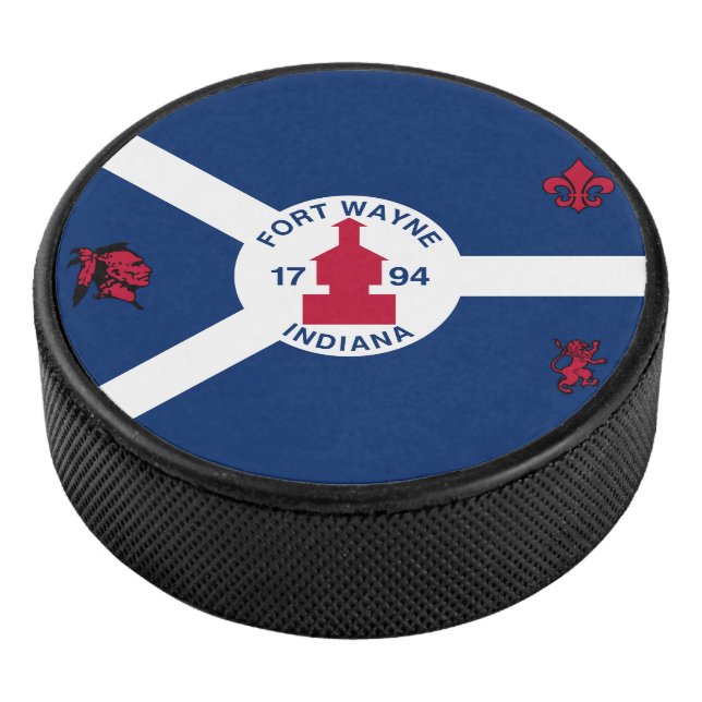 Disco De Hockey Bandera Fort Wayne, Indiana Hockey Puck (3/4)