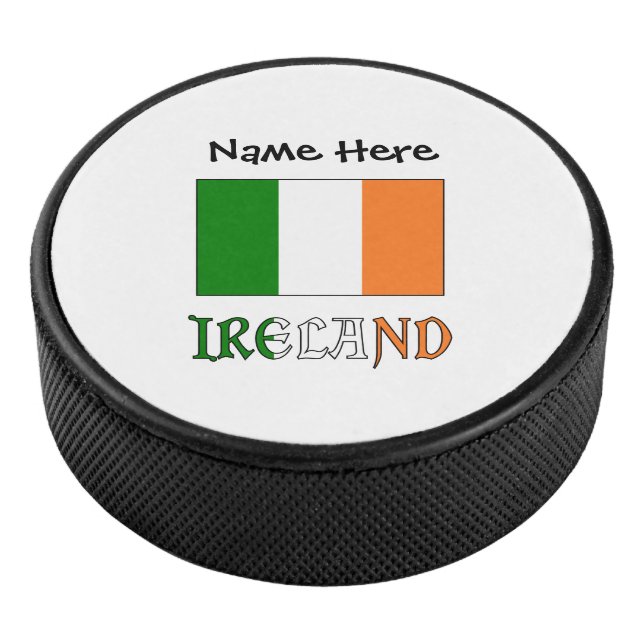 Disco De Hockey Bandera irlandesa con su nombre (3/4)