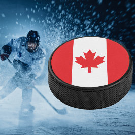 Disco De Hockey Bandera roja y blanca de Canadá