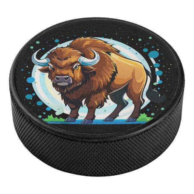 Disco De Hockey bisonte de cuernos grandes (3/4)