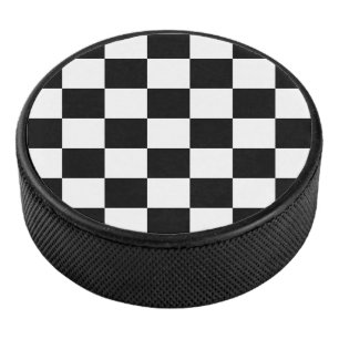 Disco De Hockey Black and White Checkered