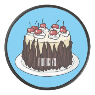 Disco De Hockey Black Forest cake cartoon illustration