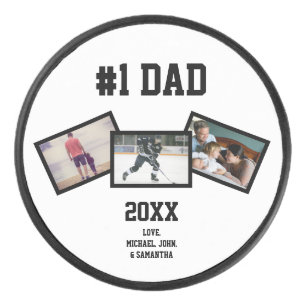 Disco De Hockey Blanco negro #1 Papá 3 Día del Padre