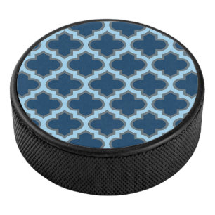 Disco De Hockey Blue and Baby Blue Trellis, Lattice, Quatrefoil