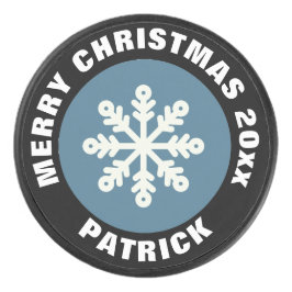 Disco De Hockey Bock de hockey sobre hielo/Navidades de nieve blan