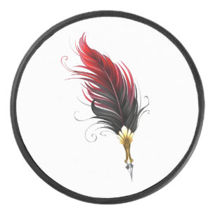 Disco De Hockey Bolígrafo pluma roja con plumilla dorada