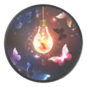 Disco De Hockey Bombilla brillante con mariposas nocturnas