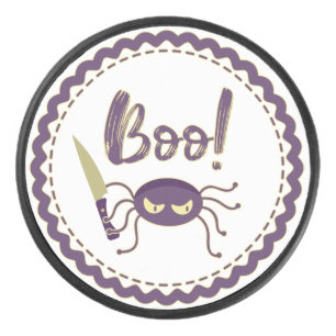 Disco De Hockey Boo divertido personaje de araña de Halloween mano