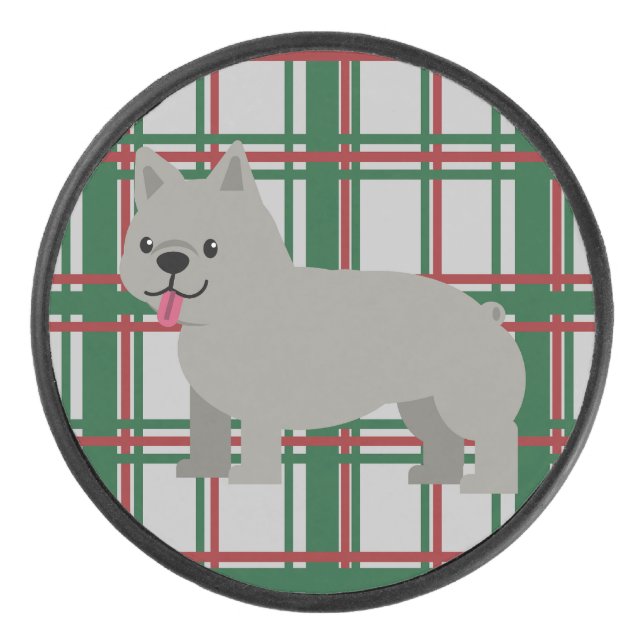Disco De Hockey Bulldog francés gris, Navidades jugados (Anverso)