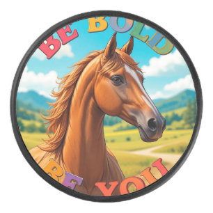 Disco De Hockey Caballo con cita motivacional