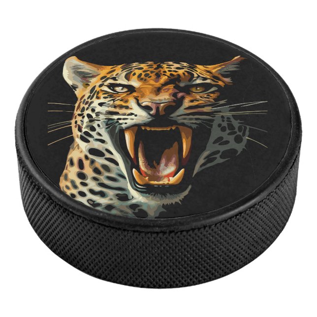 Disco De Hockey Cabeza de ataque ruidosa de leopardo (3/4)
