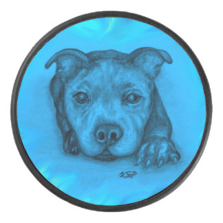 Disco De Hockey Cachorro Staffy Azul