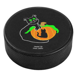 Disco De Hockey Calabaza de gato negro de hockey