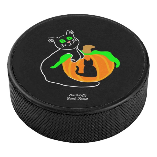 Disco De Hockey Calabaza de gato negro de hockey (3/4)