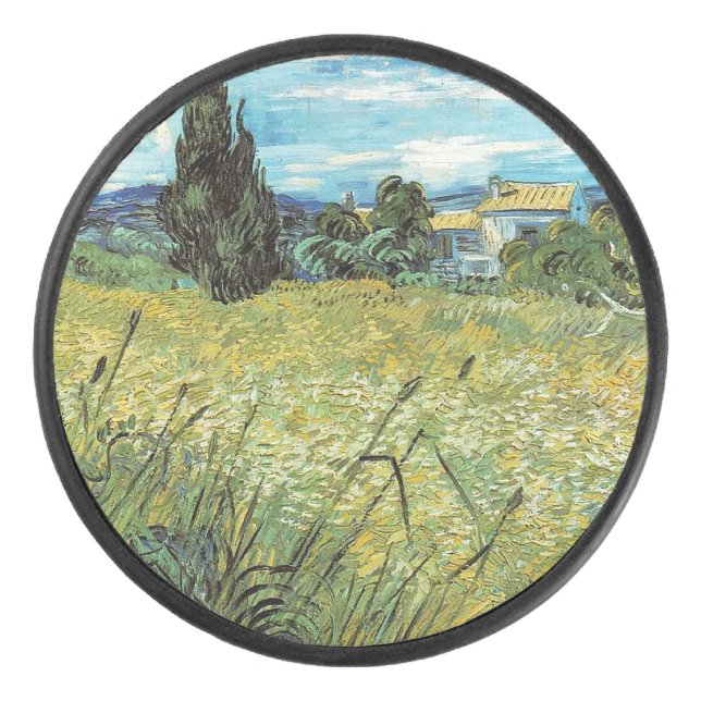 Disco De Hockey Campo de Trigo Verde Vincent van Gogh (Anverso)