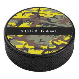 Disco De Hockey Camuflaje amarillo y marrón Tu nombre Personaliza