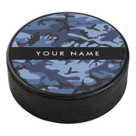 Disco De Hockey Camuflaje Azul Marino Personaliza tu nombre
