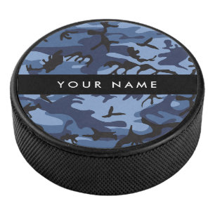 Disco De Hockey Camuflaje Azul Marino Personaliza tu nombre