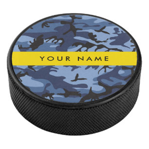 Disco De Hockey Camuflaje Azul Marino Personaliza tu nombre