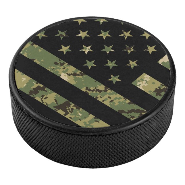 Disco De Hockey Camuflaje digital militar Bandera estadounidense (3/4)