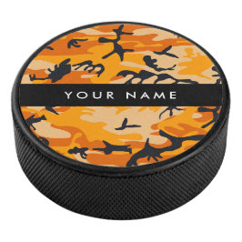 Disco De Hockey Camuflaje naranja Su nombre Personaliza