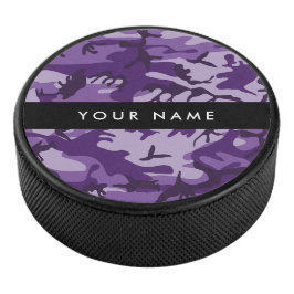 Disco De Hockey Camuflaje Púrpura Personaliza tu nombre